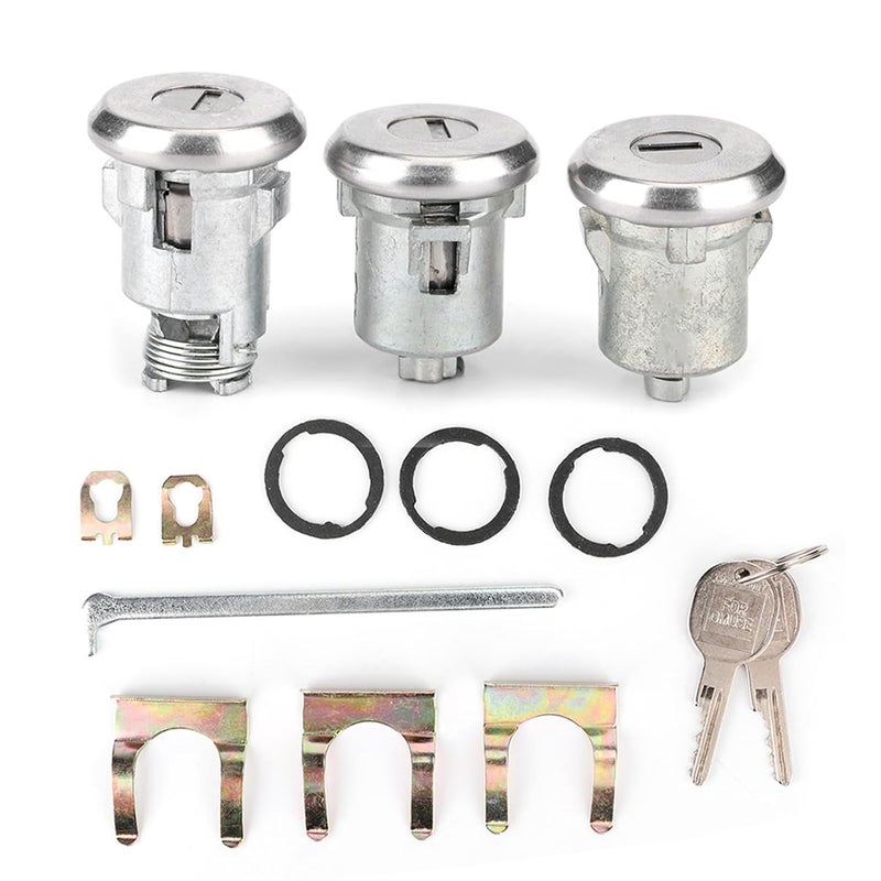 Klanata Car Door Trunk Key Kit Door Lock Cylinder Set Accessories Parts with 2 Keys 654394765282 Replacement for Chevelle - Image 1